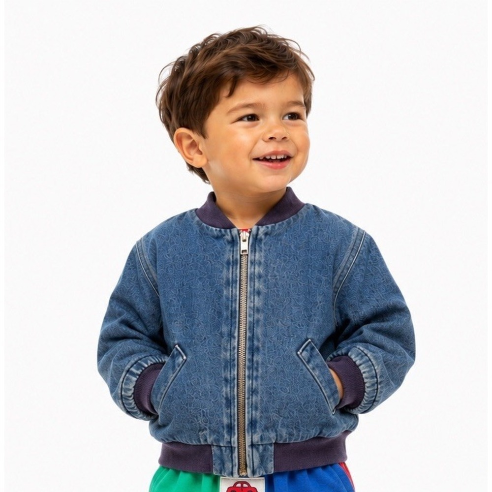 Vintage Babyfair Denim jean Zip Up Jacket Flannel Lined Kids Blue Size 18 mo
